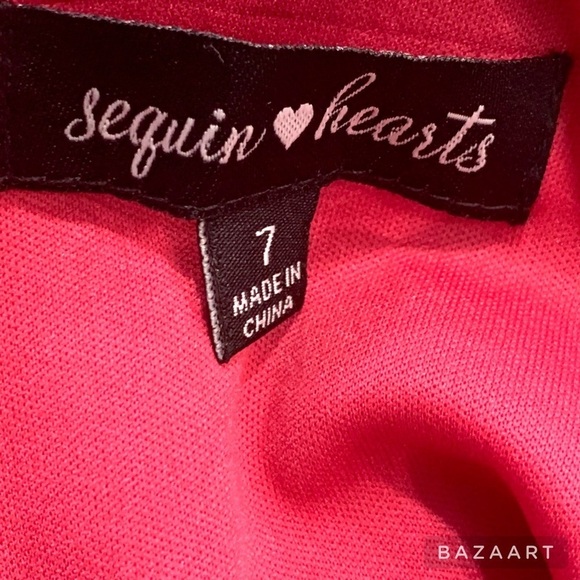 Sequin Hearts Pink Floral Fit & Flare Mini Dress Junior  NWT Sz:7 - Picture 8 of 8